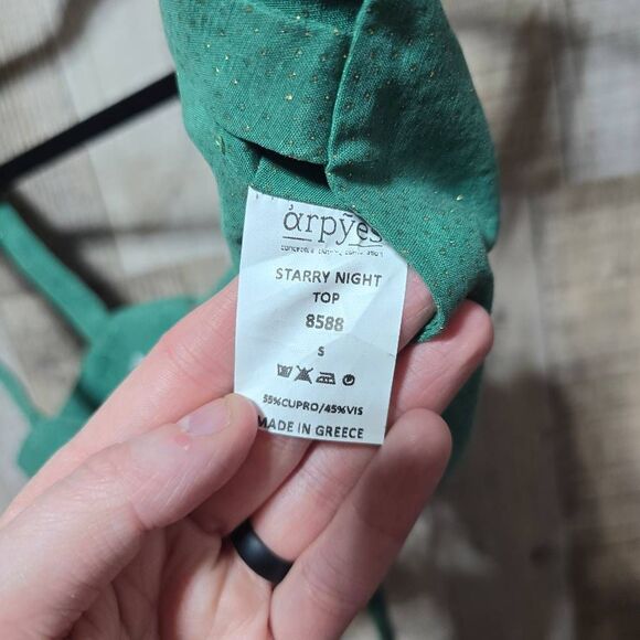 Arpyes Starry Night Green Shimmer Crop Bralette Top NWT - Picture 5 of 5